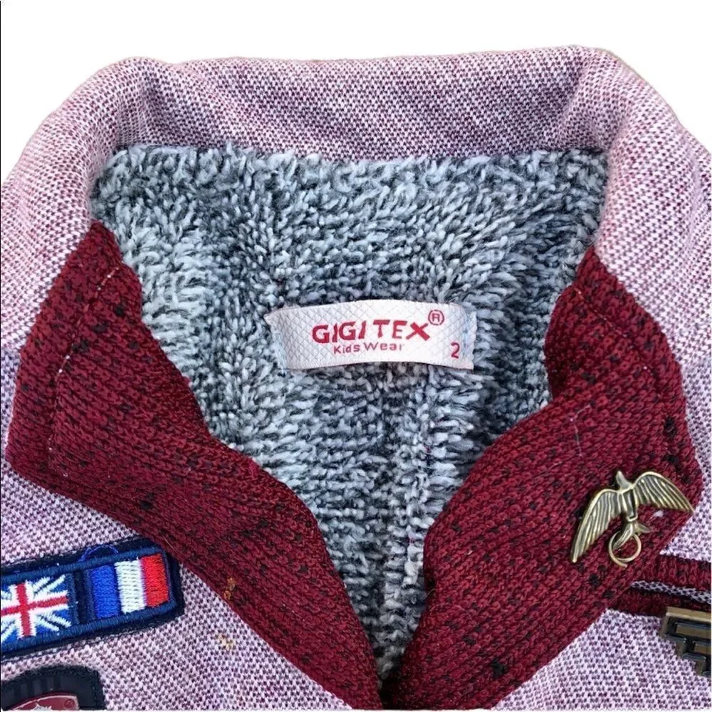 GIGI TEX Kids Wear Lined Coat W/ Patch & Pin Embellishments Size 2